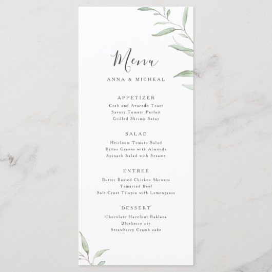 Minimale bruinrustige bruiloft menu (Voorkant)