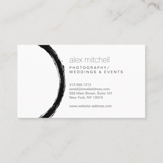Minimale Brushstroke Circle Fotograaf Visitekaartje (Achterkant)