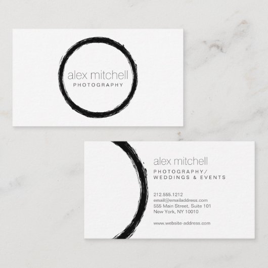 Minimale Brushstroke Circle Fotograaf Visitekaartje (Voorkant / Achterkant)