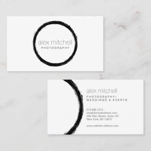Minimale Brushstroke Circle Fotograaf Visitekaartje (Voorkant / Achterkant)