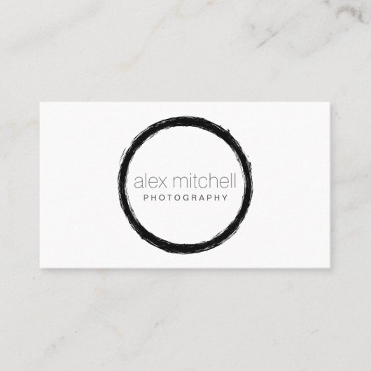 Minimale Brushstroke Circle Fotograaf Visitekaartje (Voorkant)