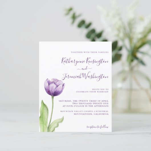 Minimale budgettering lavender Paarse Tulp Weddens (Staand voorkant)