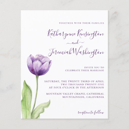 Minimale budgettering lavender Paarse Tulp Weddens (Voorkant)