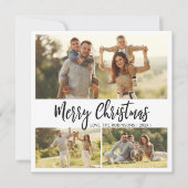 Minimale Buffalo Plaid 3 Multi Photo Christmas Feestdagenkaart (Voorkant)