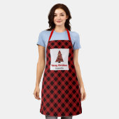 Minimale Buffalo Plaid Boom Aangepaste Naam Vakant Schort (Gedragen)
