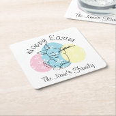 Minimale bunny Line Art Easter Eggs Spring Kartonnen Onderzetters (Schuin)