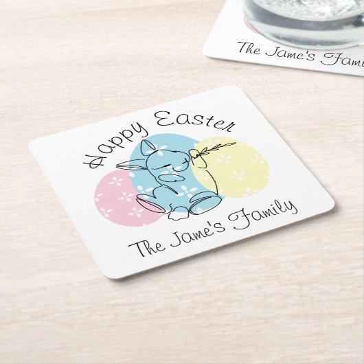 Minimale bunny Line Art Easter Eggs Spring Kartonnen Onderzetters (Schuin)