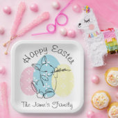 Minimale bunny Line Art Easter Eggs Spring Papieren Bordje (Feest)