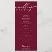 Minimale Burgundy Signature Script Trouwceremonie Programmakaart (Achterkant)