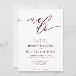 Minimale Burgundy Signature We Do Typo Trouwkaart Kaart