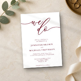 Minimale Burgundy Signature We Do Typo Trouwkaart Kaart