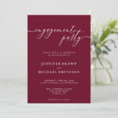 Minimale Burgundy Simple Elegant Engagement Party Kaart (Staand voorkant)