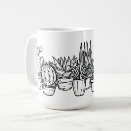 Minimale Cactus in Pot – Black Ink Botanisch Koffiemok