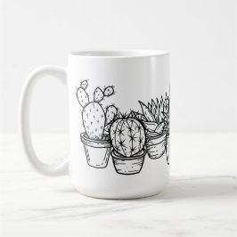 Minimale Cactus in Pot – Black Ink Botanisch Koffiemok