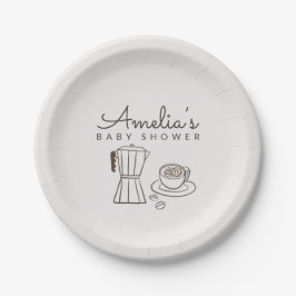Minimale Café-thema Baby Shower Papieren Bordje