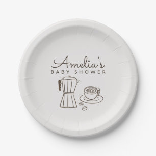 Minimale Café-thema Baby Shower Papieren Bordje