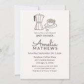 Minimale cafégeïnspireerde babyshower uitnodiging (Voorkant)