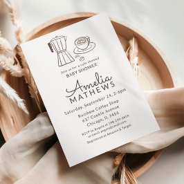 Minimale cafégeïnspireerde babyshower uitnodiging