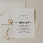 Minimale Calligrafie-bat Mitzvah-uitnodiging Kaart<br><div class="desc">Deze minimalistische kalligrafie bat mitzvah-uitnodiging is perfect voor een roestvrijvleermuis mitzvah. Het eenvoudige en elegante ontwerp kenmerkt klassieke en fancy manuscripttypografie in zwart-wit.</div>