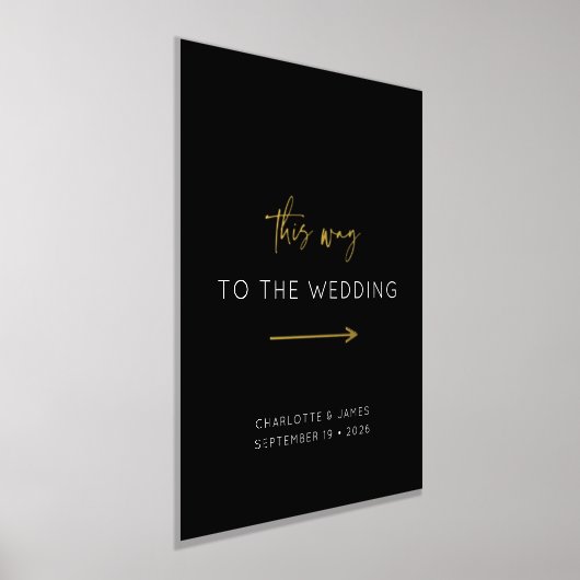 Minimale Calligrafie Black White Arrow Wedding Sig Folie Afdrukken (Laagn)