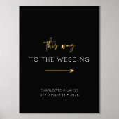 Minimale Calligrafie Black White Arrow Wedding Sig Folie Afdrukken (Voorkant)