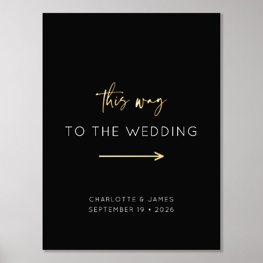 Minimale Calligrafie Black White Arrow Wedding Sig Folie Afdrukken (Voorkant)