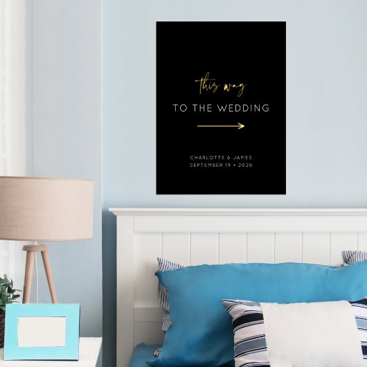 Minimale Calligrafie Black White Arrow Wedding Sig Folie Afdrukken (Insitu (Slaapkamer))