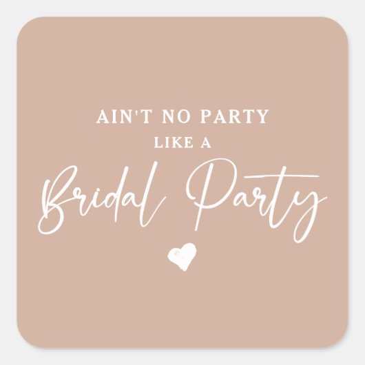 Minimale Calligrafie Bridal Party Vierkante Sticker (Voorkant)