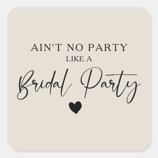 Minimale Calligrafie Bridal Party Vierkante Sticker (Voorkant)