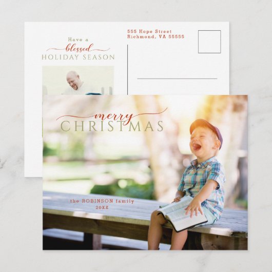 Minimale Calligrafie-groet en foto Briefkaart (Voorkant / Achterkant)