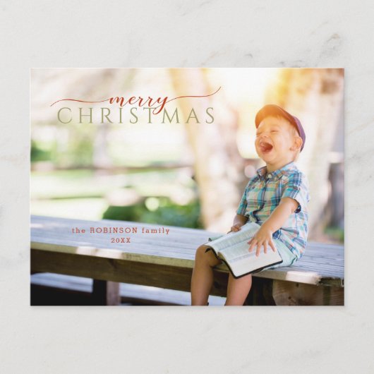 Minimale Calligrafie-groet en foto Briefkaart (Voorkant)