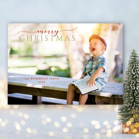 Minimale Calligrafie-groet en foto Drieluik Wenskaart