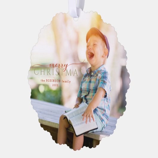 Minimale Calligrafie-groet en foto Ornament Kaart (Links)