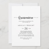Minimale Calligrafie Quinceañera Uitnodiging (Voorkant)