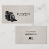 Minimale  camera Classy Linen fotografie Visitekaartje (Voorkant / Achterkant)
