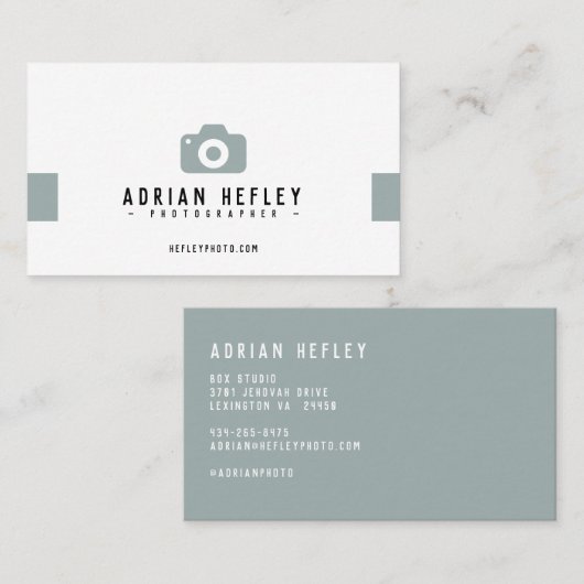 Minimale camera fotograaf Mint Two Side Visitekaartje (Voorkant / Achterkant)