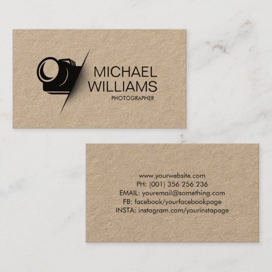 Minimale camerakop zonder vorm fotograaf visitekaartje (Voorkant / Achterkant)