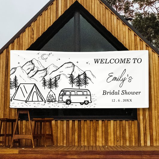 Minimale Camping Zwart Wit Bruidsdouche Spandoek