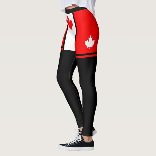 Minimale Canadese kleuren met een Maple op zwart Leggings (Links)