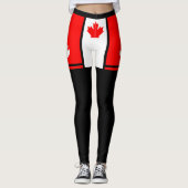 Minimale Canadese kleuren met een Maple op zwart Leggings (Voorkant)