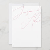 Minimale Candy Roze Script Typografie Trouwen Kaart (Achterkant)