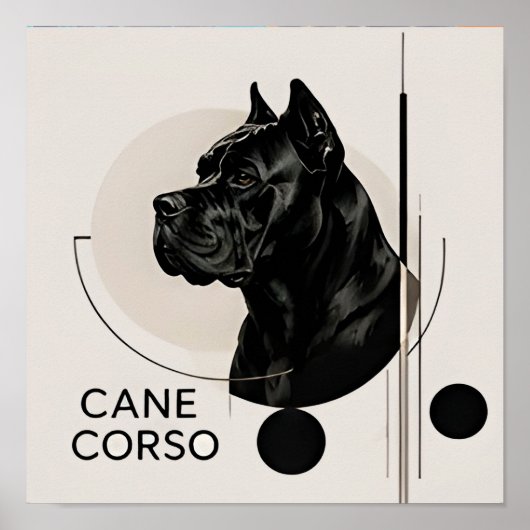 Minimale Cane Corso Moderne Hondenportret Poster (Voorkant)