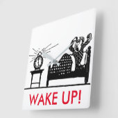 Minimale Cartoon wakker worden Funny Clock Vierkante Klok (Hoek)