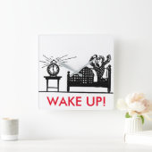 Minimale Cartoon wakker worden Funny Clock Vierkante Klok (Huis)