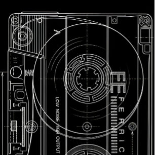 Minimale Cassetteblauwdruk T-shirt Vintage Audio