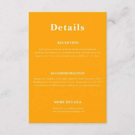 Minimale casual bruiloft Details Behuizing Informatiekaartje (Voorkant)