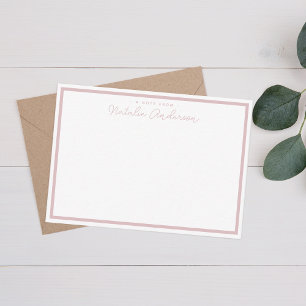Minimale Casual scriptpuistroze met Typografie Notitiekaartje
