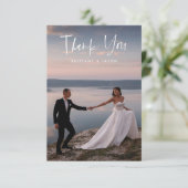 Minimale Casual scriptweduwfoto Bedankkaart (Staand voorkant)