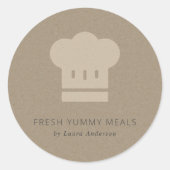 Minimale catering van Rustic Black Kraft Chef Pet Ronde Sticker (Voorkant)