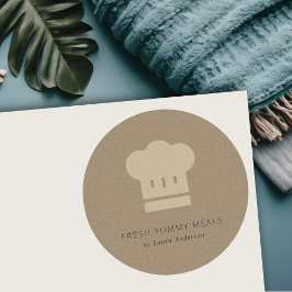 Minimale catering van Rustic Black Kraft Chef Pet Ronde Sticker